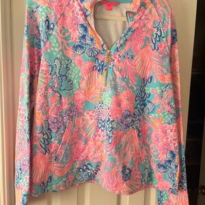 Lilly Pulitzer Pink and Blue Patterned Pullover